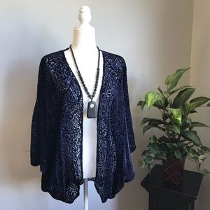 Krazy Kat Velvet Print Kimono Large EUC